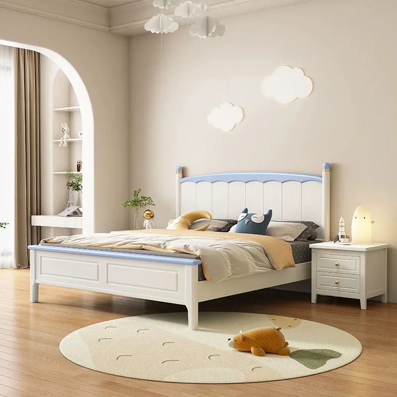 Cama infantil de madeira maciça nórdica, cama de solteiro, creme branco, 1.2m, 1.8m, king size, para meninos e meninas