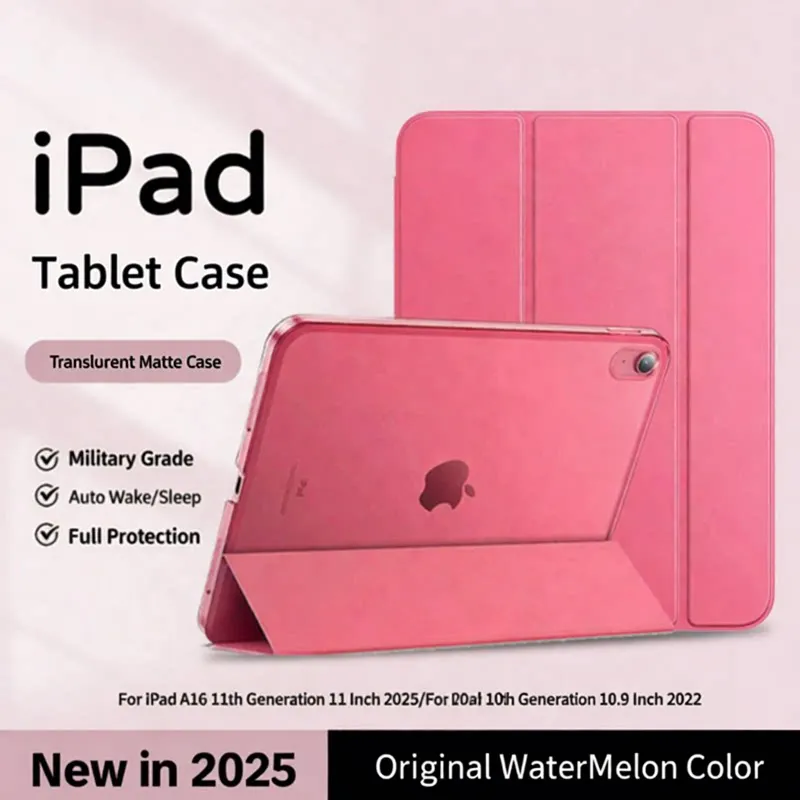 Watermelon Red Smart Cover For iPad (A16) 11th Generation 2025/ iPad 10th 10.9 2022 Slim Translucent Hard PC Tablet Cover