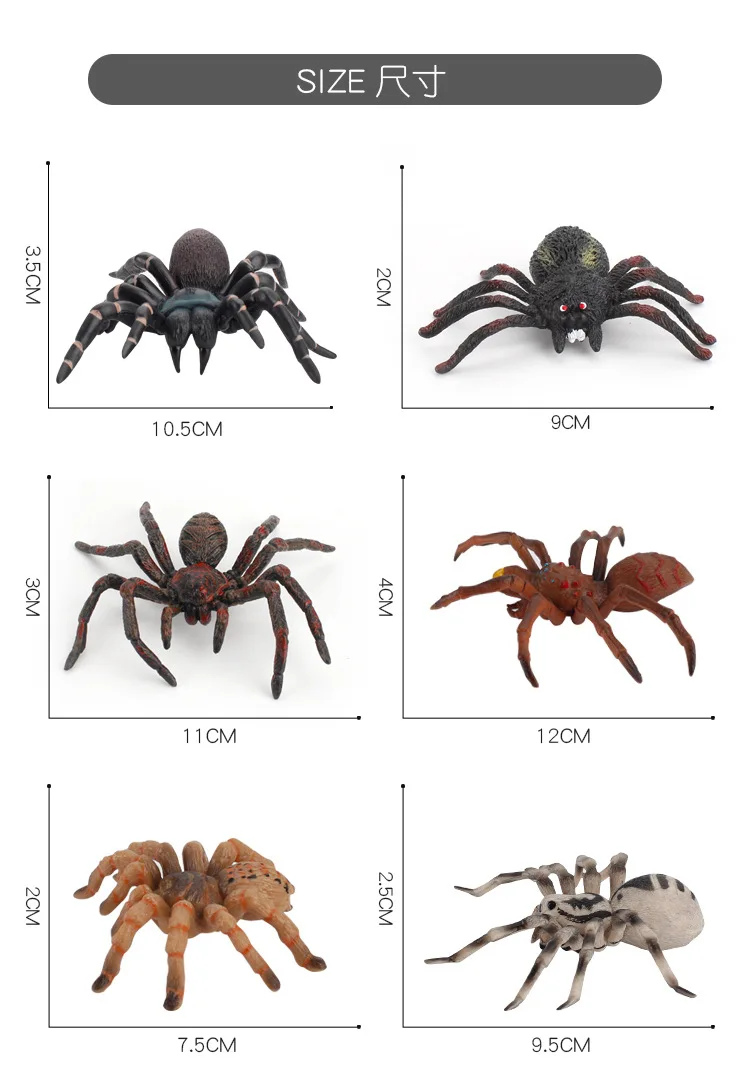 Simulated Spider Figurines Wild Animals Toys Model Surprise Action Figure Gift for Kids Realistic Tarantula Figures Wholesale