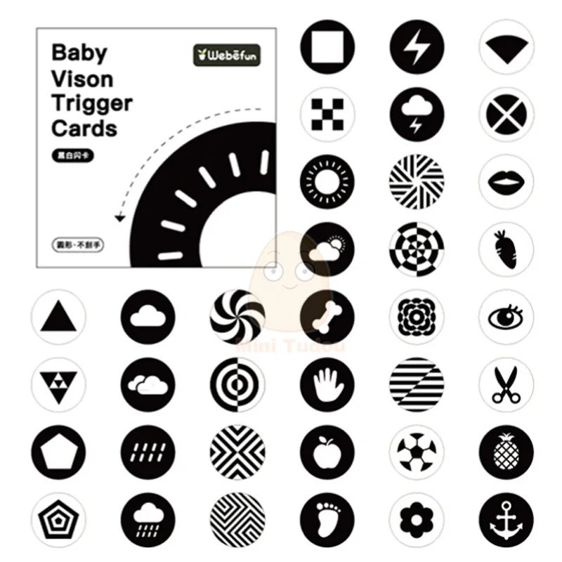 Cartão de estimulação visual do bebê Montessori brinquedo preto branco Flash Cards Color Training Game Early brinquedos educativos para o presente infantil