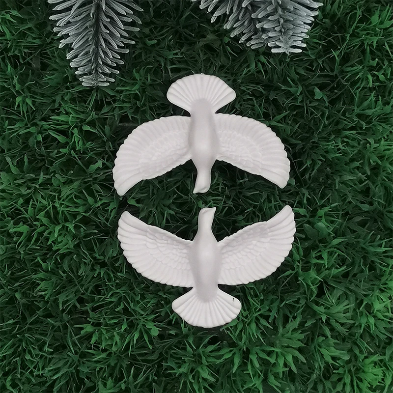 Snowy White Dove Christmas Ornaments - Rustic Farmhouse Style Tree Decor, DIY Hanging Pendant, 2-Pack