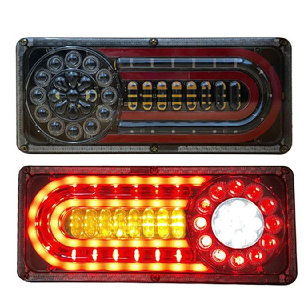 

2Pcs 24V LED Dynamic Car Truck Tail Light Turn Signal Rear Indicator Brake Lights for Lorry Trailer Van