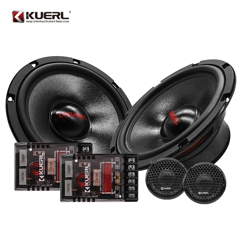 High Quality Factory 6.5 Inch 2-way Subwoofer Speaker Car Component Speaker System with 2*crossover & 2*tweeters& 2*woofers