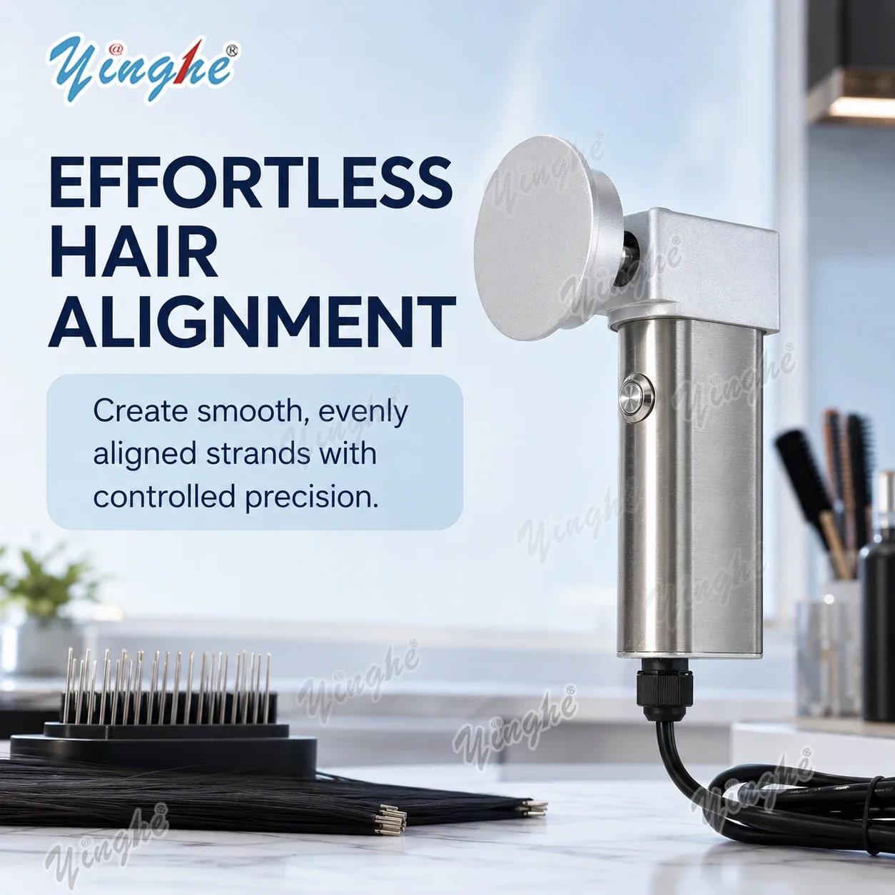 Professional Auto Hair Aligner for Salons, Slider Pro Hair Organizer for Bulk Straightening, Portable Stainless Steel Hair Tool - view 2