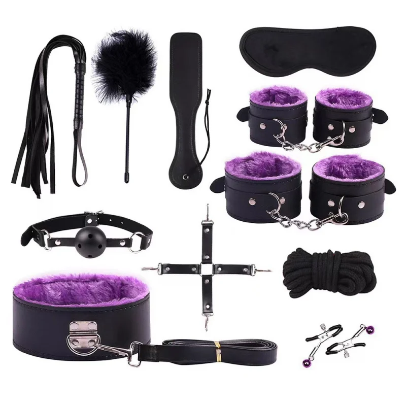 BDSM Leather Smooth Plush Binding Set Flirting Whip Sex Toys