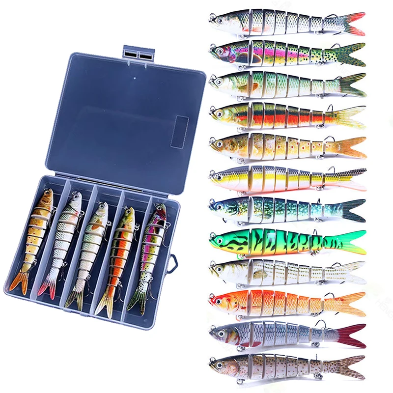 5/3/1Pcs Multi Jointed Fishing Lure Slow Sinking Bionic Segmented Bait Wobble Tackle for Freshwater Saltwater Bass Trout Pesca