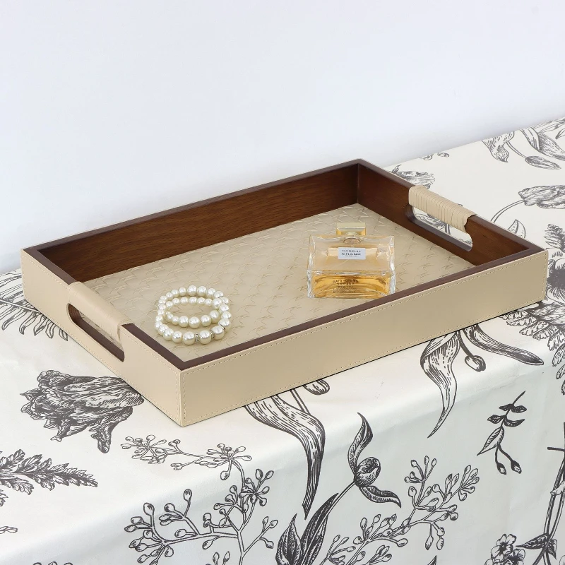 

Тканый поднос из орехового дерева для гостиной, аксессуары для дома, настольный поднос для хранения, орнамент, современный поднос для хранения косметики, ожерелья, органайзера