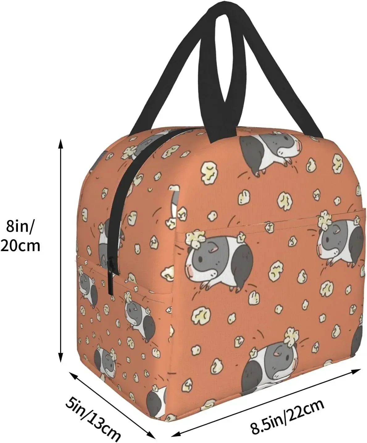 

Guinea Pig with Popcorning Lunch Box Insulated Waterproof Lunch Bag Reusable Lunch Tote with Front Pocket for Beach Picnic