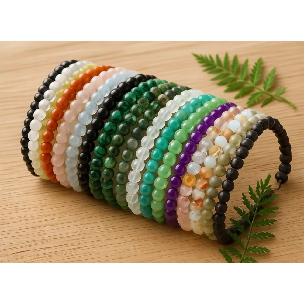 

20 шт. круглых браслетов из бисера с драгоценными камнями 4 мм, эластичные, унисекс, украшения из кристаллов, подарки