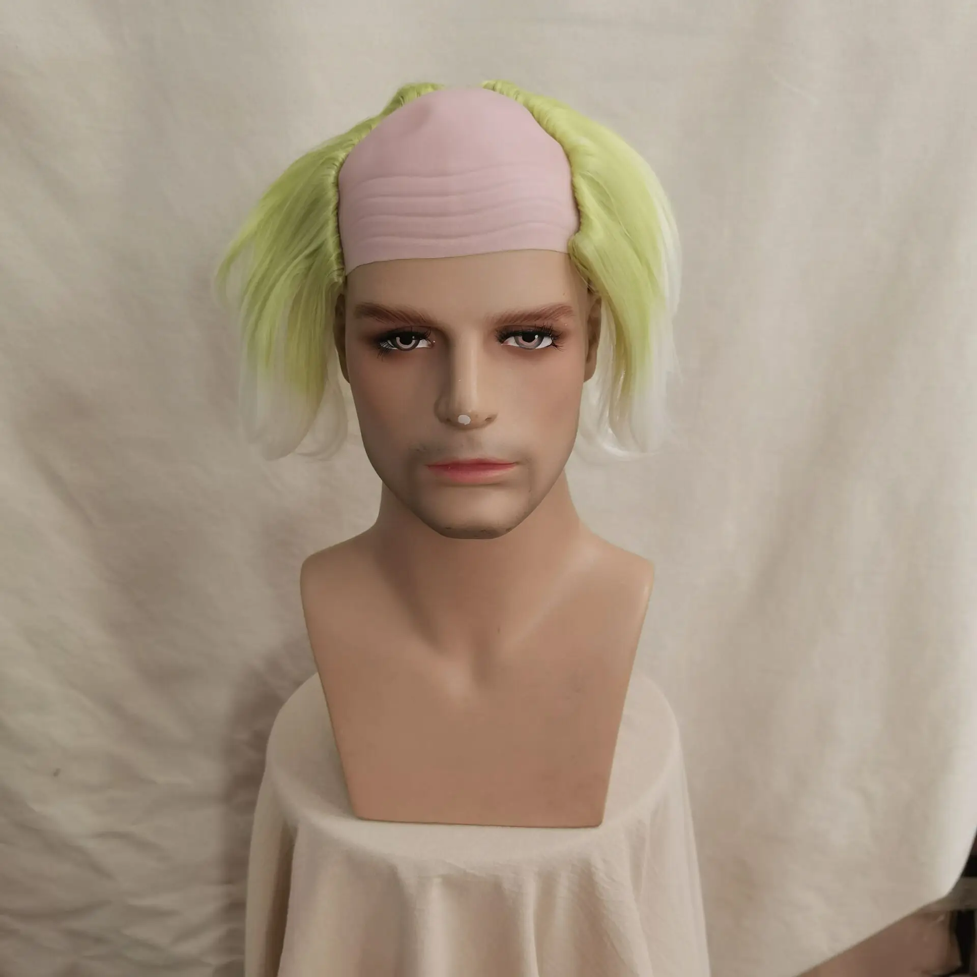 Anime homme Adam Cosplay perruque recul délié Clown haut en caoutchouc vert ondulé moitié chauve vieil homme Cosplay Costume pour Halloween