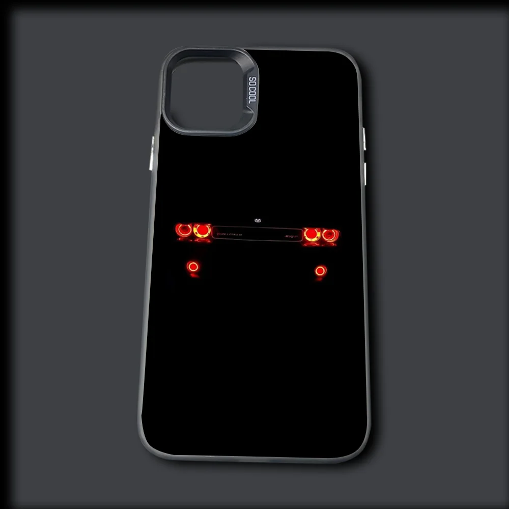 CAR Light D-Dodge Challenger S-SRT Phone Case For iPhone 16,15,14,13,12,11,Mini,Pro,MAX Gray Drop Matte Shockproof Soft Cover