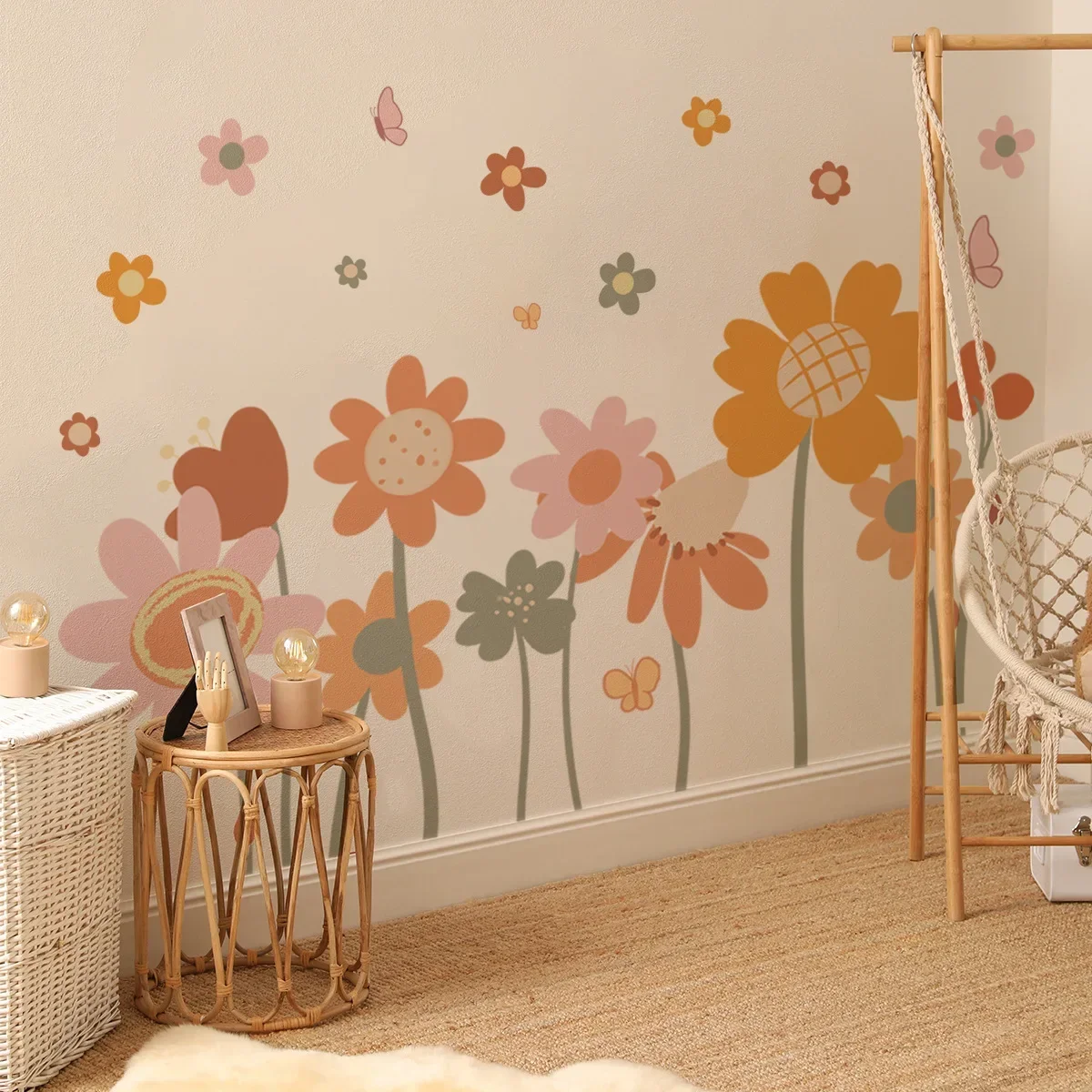 Fantastic Flowers Butterfly Wall Stickers For Shop Office Home Baseboard Decoration Plants Mural Art Pvc Decals Pastoral Poster