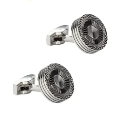Advanced Fashion Circular Double Layer Electroplated Metal Cufflinks with Simple Texture Party Business Wedding French Cuff-link