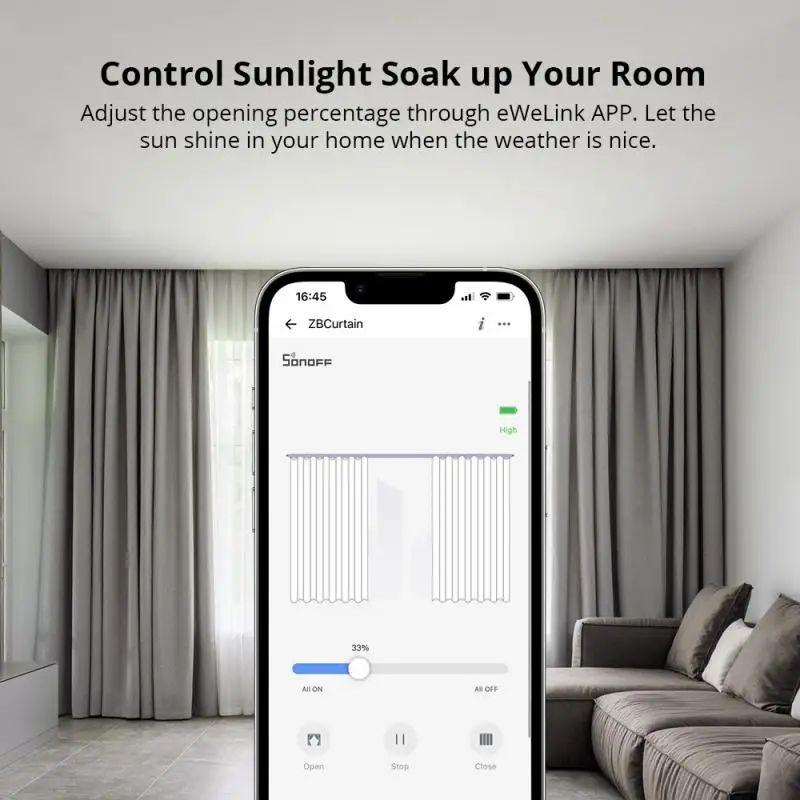 SONOFF Zigbee Smart Curtain Motor Type C Electric Curtain Motors EWeLink App Remote Control ZBCurtain Smart Home Solar Panel