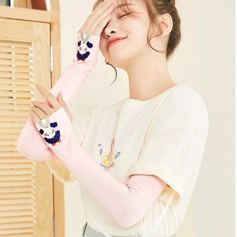 Nylon Cartoon Mädchen Radfahren Handschuhe Anti-UV Fahren Handschuhe Sonnenschutz Hülse Sonnenschutz Abdeckung Eis Seide Ärmeln Arm Wärmer