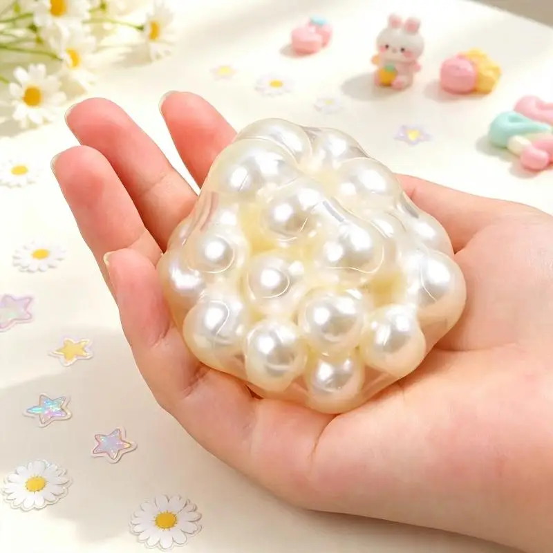 2026 NEW White Pearl Handmade Grape Squeeze Ball 1Pcs ASMR Sensory Fidget Toy Stress Relief Hand Squeezer For Adults