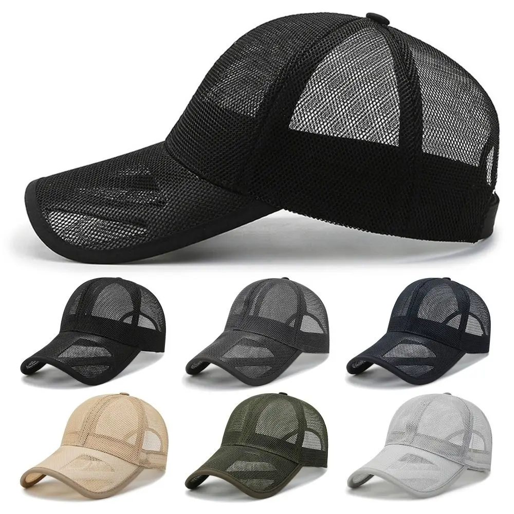 Summer Men Hat Openwork Brim Breathable Mesh Cap Outdoor Sports Sunscreen Baseball Women Sunhat Men QuickDry Fishing Running Hat