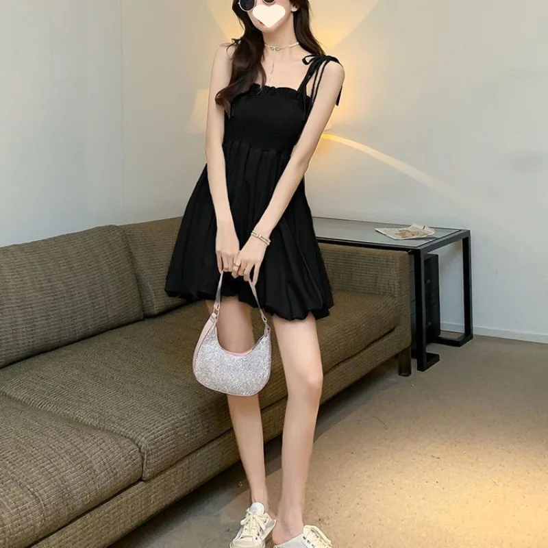 INS Summer Fashion Donna Sexy con spalle scoperte Canotta in maglia Mini abito Camis Abiti corti Camicia Silm Coquette Abiti casual Y2k