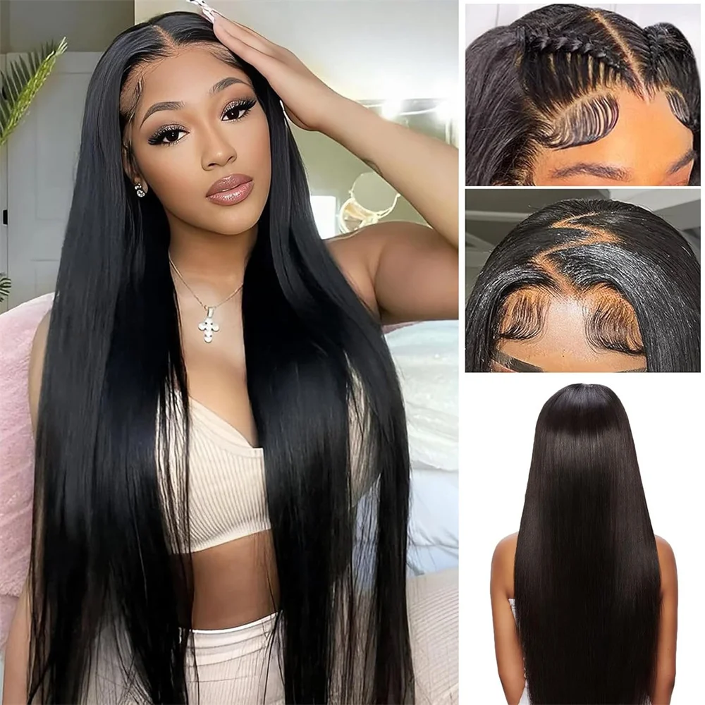 13X4 HD  Straight Lace Front Human Hair Wig natural Color Lace Frontal Wig For Black Women Peruvian Human Hair Wigs