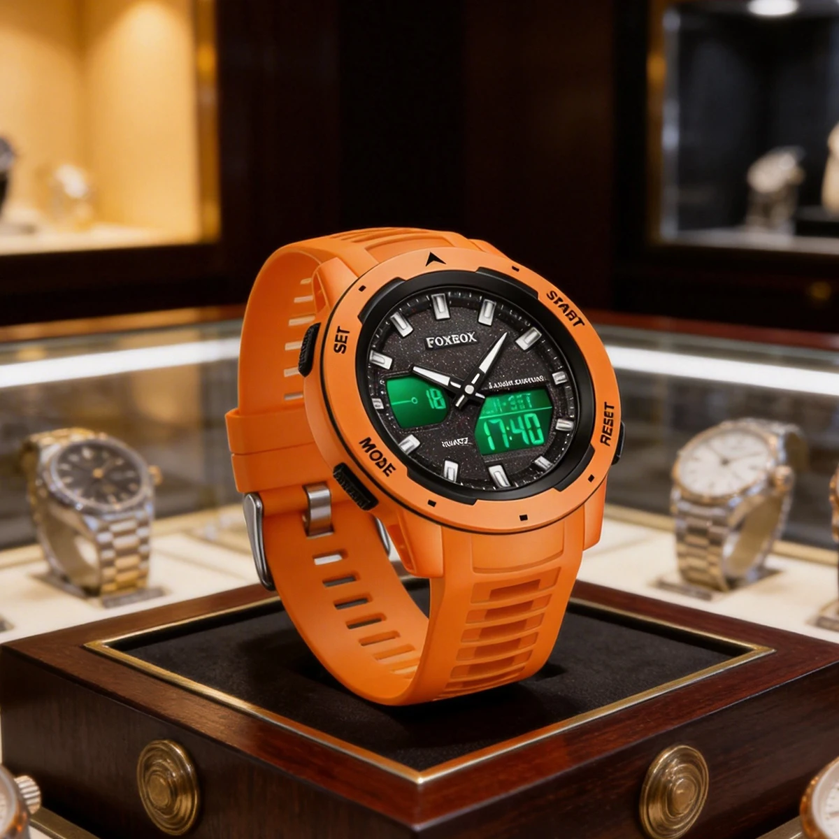 

Мужские электронные часы FOXBOX, многофункциональные, с подсветкой, водонепроницаемые, с двойным дисплеем, для студентов, reloj hombr