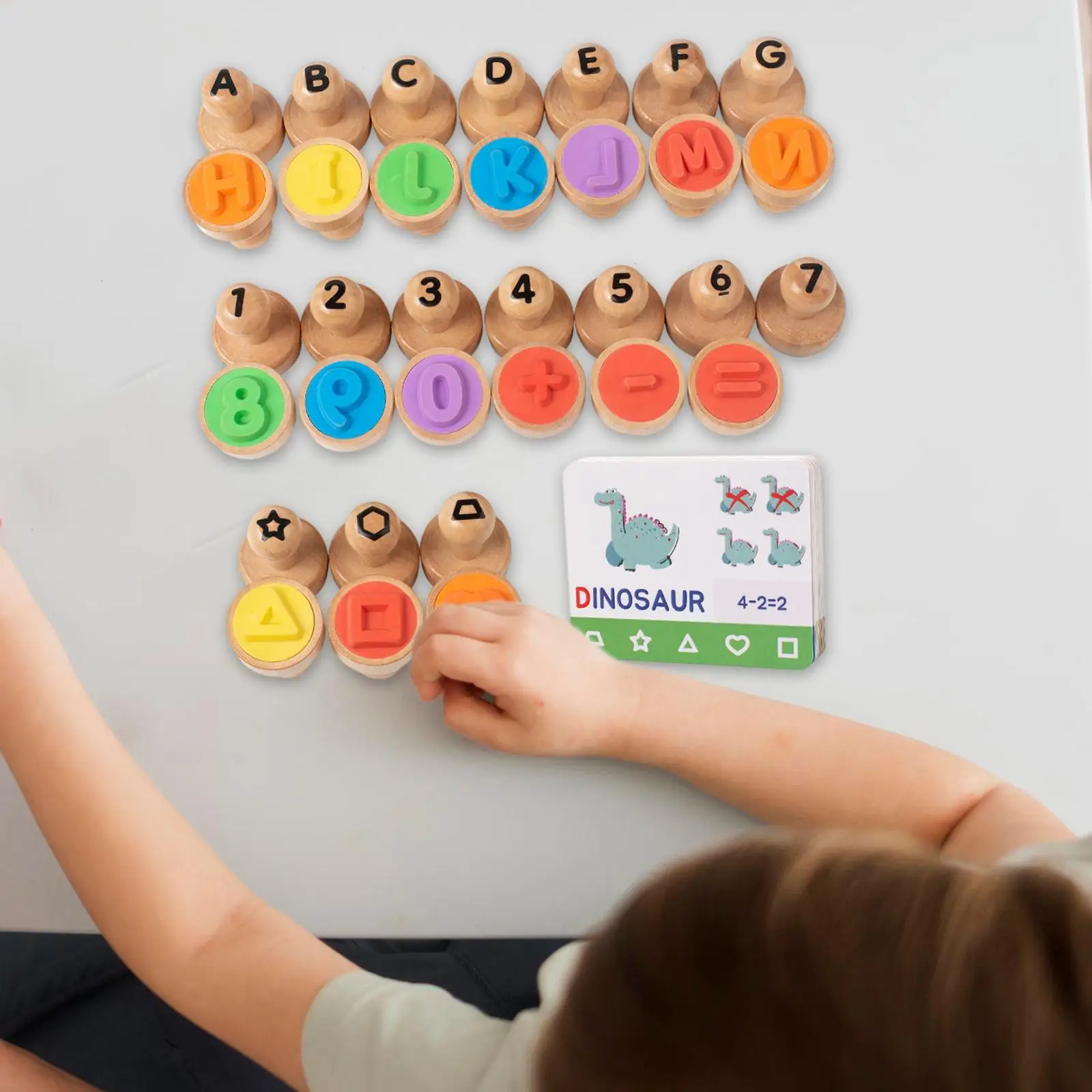 

Wooden Alphabet Number Stamp Stampers Abc Spelling with Math Learning Educational Learning Toy for 3 4 5 Year Old