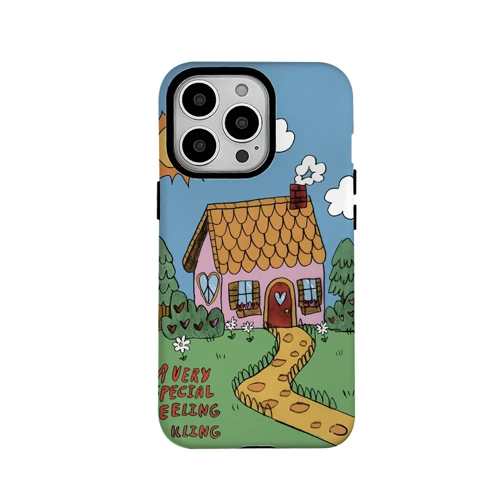 INS Lovely House Phone Case for IPHONE 16 PRO MAX 14 13 12 11 PRO Plus 15pro XR X MAX Acrylic TPU Two in One Mobile Phone Cases