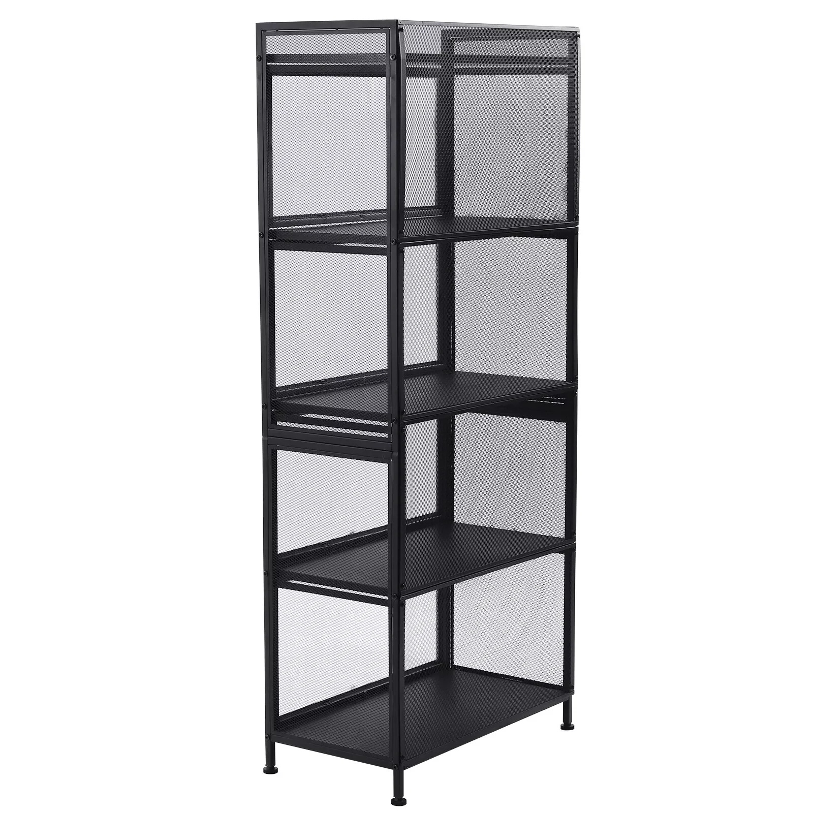 5 Shelf Modern Bookcase Bookshelf Home Display Rack Storage Cabinet and Doors