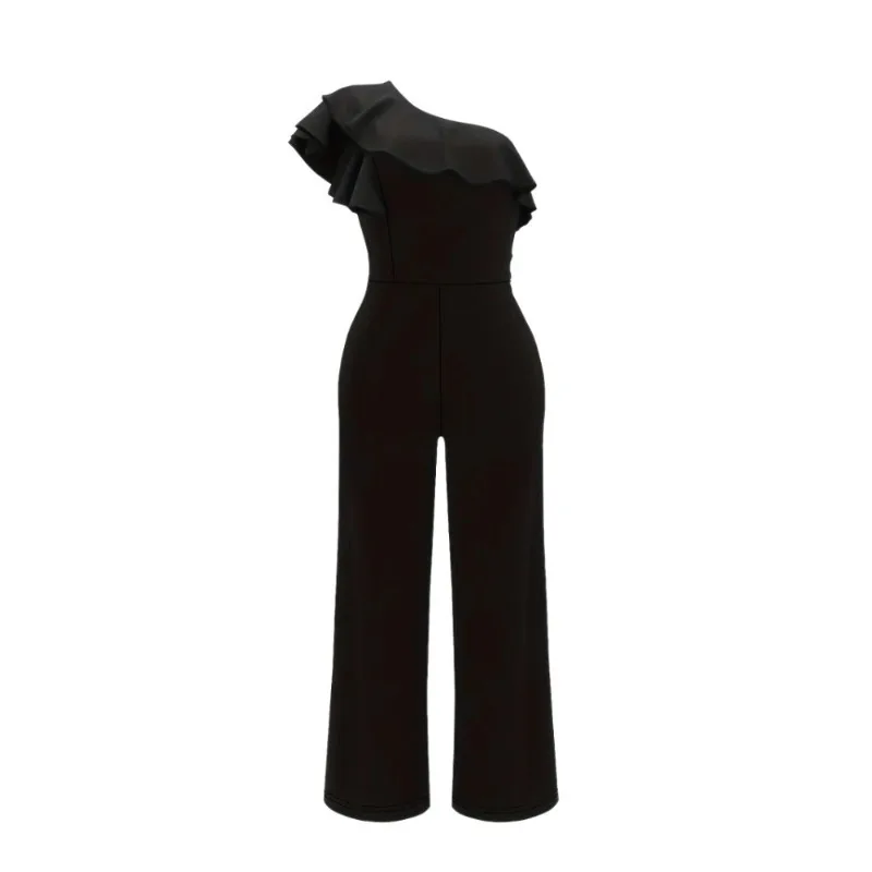 جديد حار بيع تشكيل قطعة واحدة بذلة المرأة عادي واحد الكتف كشكش الأزياء النمط الأوروبي #5