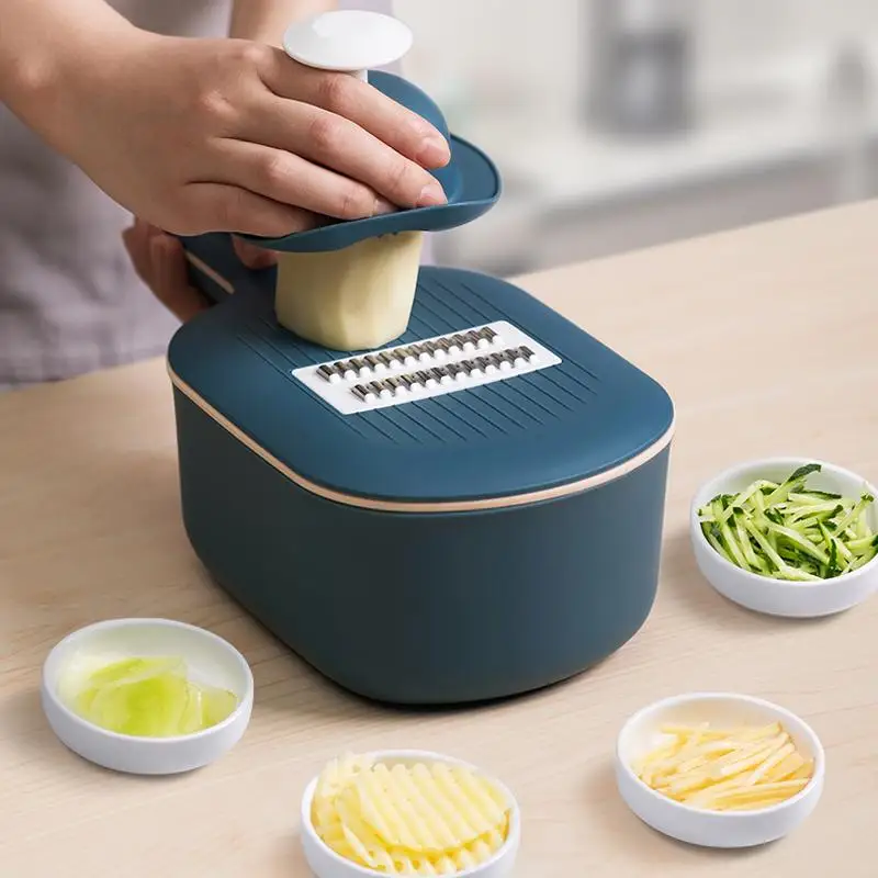 

New Multifunction Vegetable Cutter Carrot Potato Slicer Shredder Chopper with Drain Basket Mandoline Food Processor Kitchen Tool