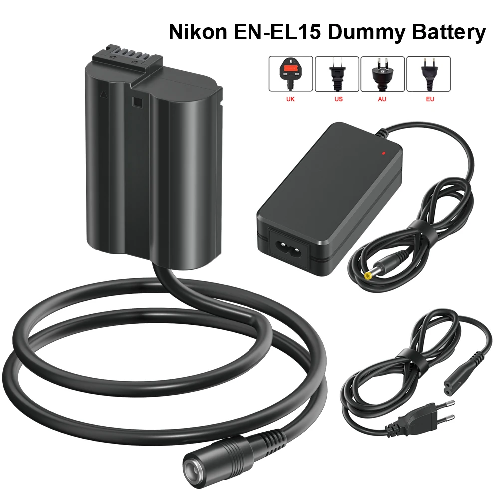 

AC DC Power Adapter EN-EL15 Dummy Battery Kit for Nikon Z6 Z7 D500 D600 D610 D750 D780 D800 D810 D850 Z6 II D7000 Camera