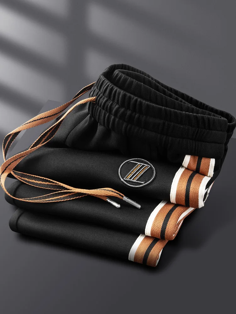 

Autumn Winter Thi Modal Space Cotton Sweatpants Men Straight Leg Embroidered Side Tape Casual Sports Pants Youth Faion