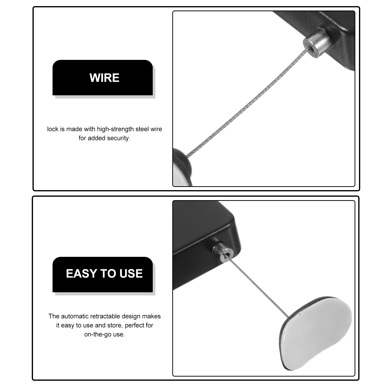 

2pcs Automatic Retractable Steel Wire Rope Lock Theft-Proof Anti-Loss Remote Control Security Cable For Outdoor Hardware Cable
