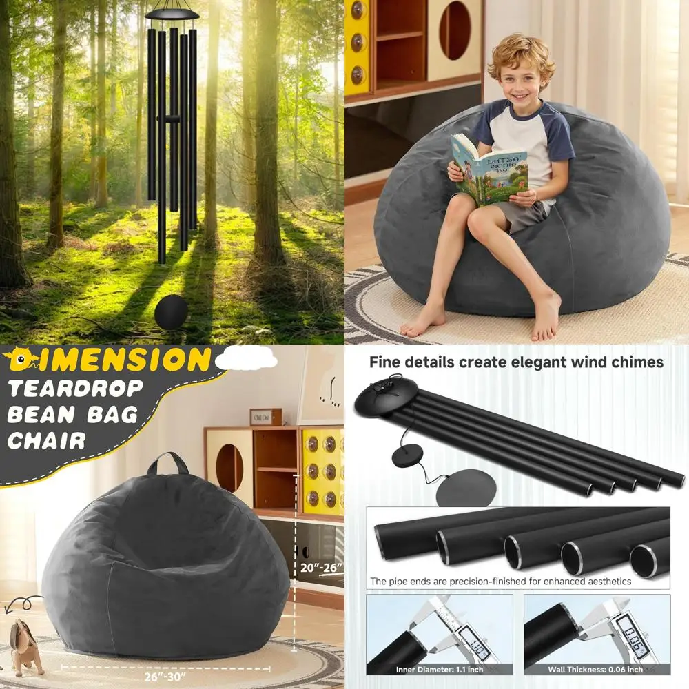 

65, очень большие колокольчики для наружного глубокого тона, 5 толстых и смелых алюминиевых трубок, расслабляющая мелодия, колокольчик ветра, большой ветровой чи