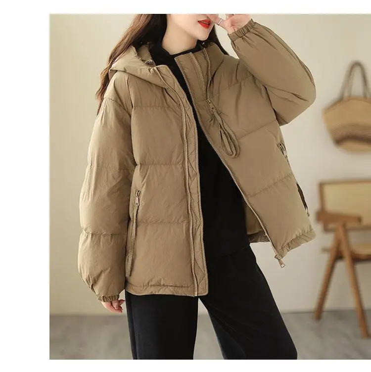 Down Cotton Jackets Women's Short Coat 2023 New Korean Loose Oversized Thick Jacket Fashion Hooded Popular Cotton Jacket Winter