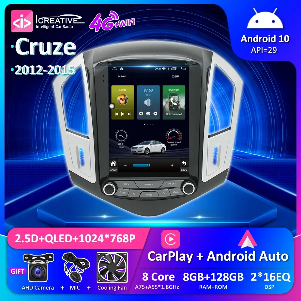 7862 For Chevrolet Cruze 2012 2013 2014 2015 Tesla Screen Style Android10 Auto Car Radio Multimedia Player GPS CarPlay Head Unit