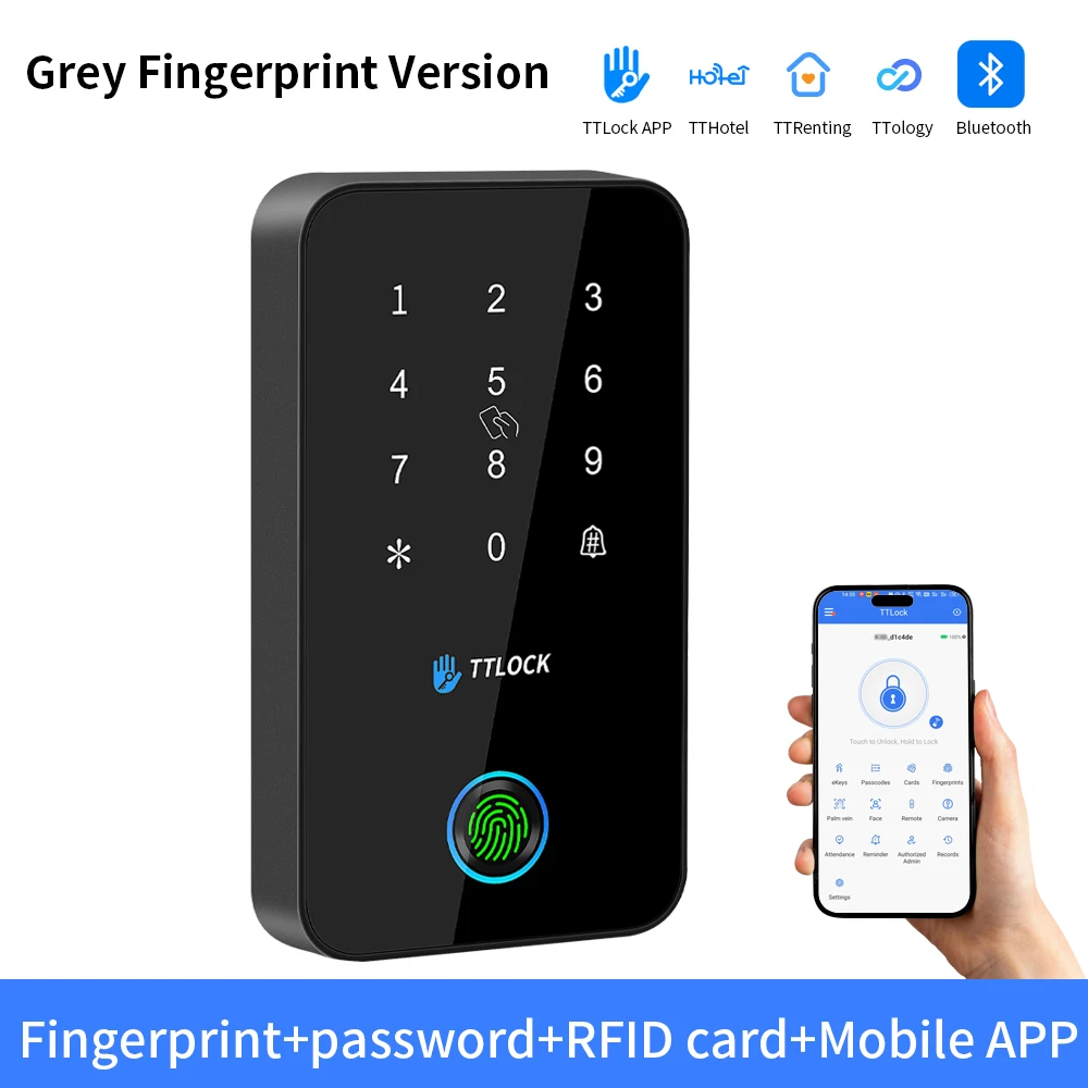 TTLock BT Mini Toegangscontrole 13,56Mhz RFID-lezer S7 Deurslot Kaartlezer Toetsenbord Metaal IP66 Waterdicht Metaal Tijdregistratie