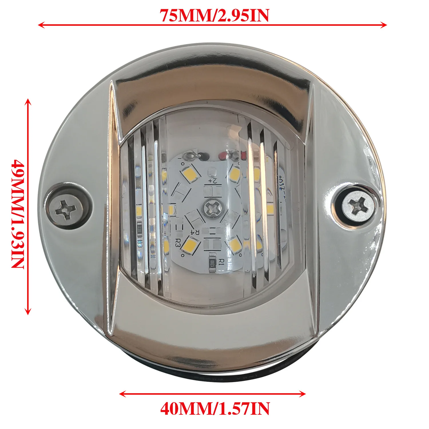 Stainless steel round stern light LED yacht special side oil tanker fishing boat 12V navigation signal indicator light accesso