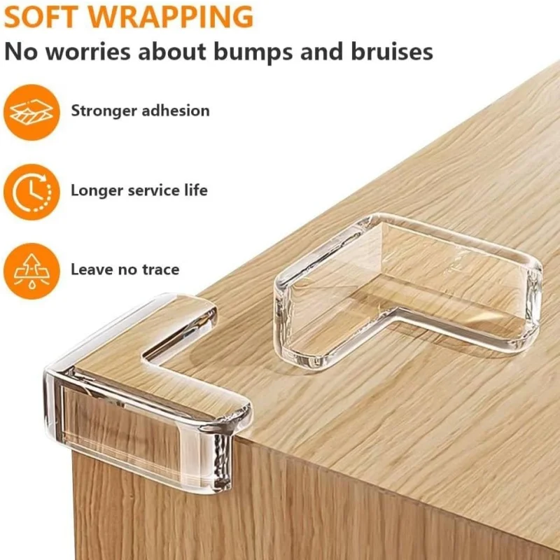 8pcs Keywords Table Corner Anti-Collision Corner Protector Transparent L-Shaped, Round, T-Shaped Furniture Edge Protective Pad
