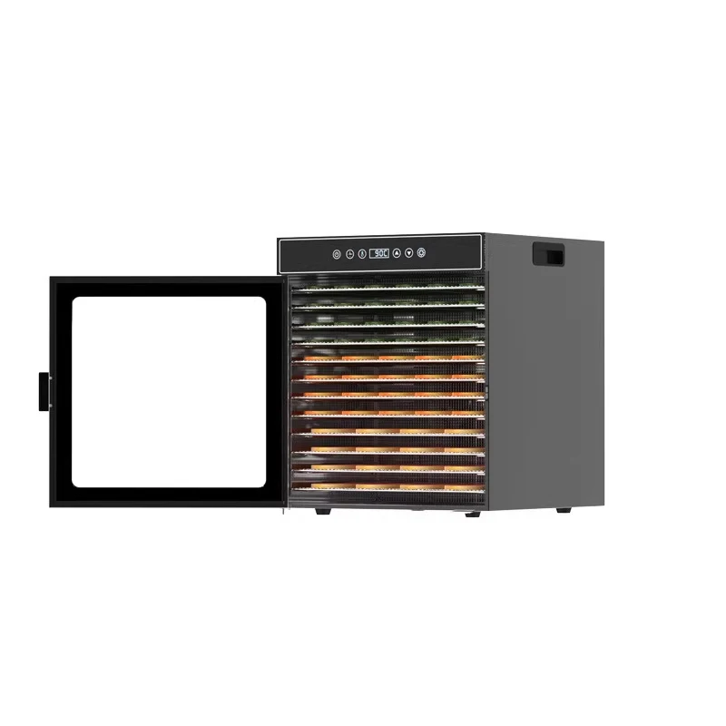 900W 12-Layer Black Food Dehydrator Rotating Drum for Fruit Vegetables Meat Seafood Scented Tea&Medicine-Household Air Drying Ma