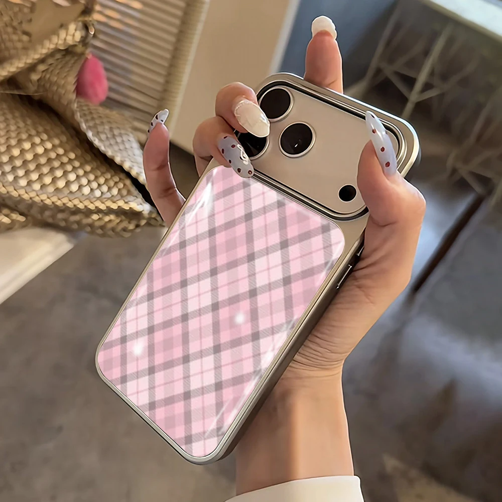 Einfache blaue karierte Drop-Glue INS Hülle für iPhone 15 17 13 Pro Max Phone 11 12 ProMax 14 15 16 Plus Hüllen Stoßfeste Luxus-Fundas – Detail 1