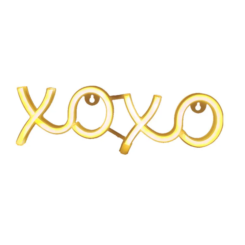 XOXO LED Neon Sign Light Holiday Xmas Party Romântico Casamento Decoração Kids Room Home Bedroom Wall Decor Night Light para o bebê