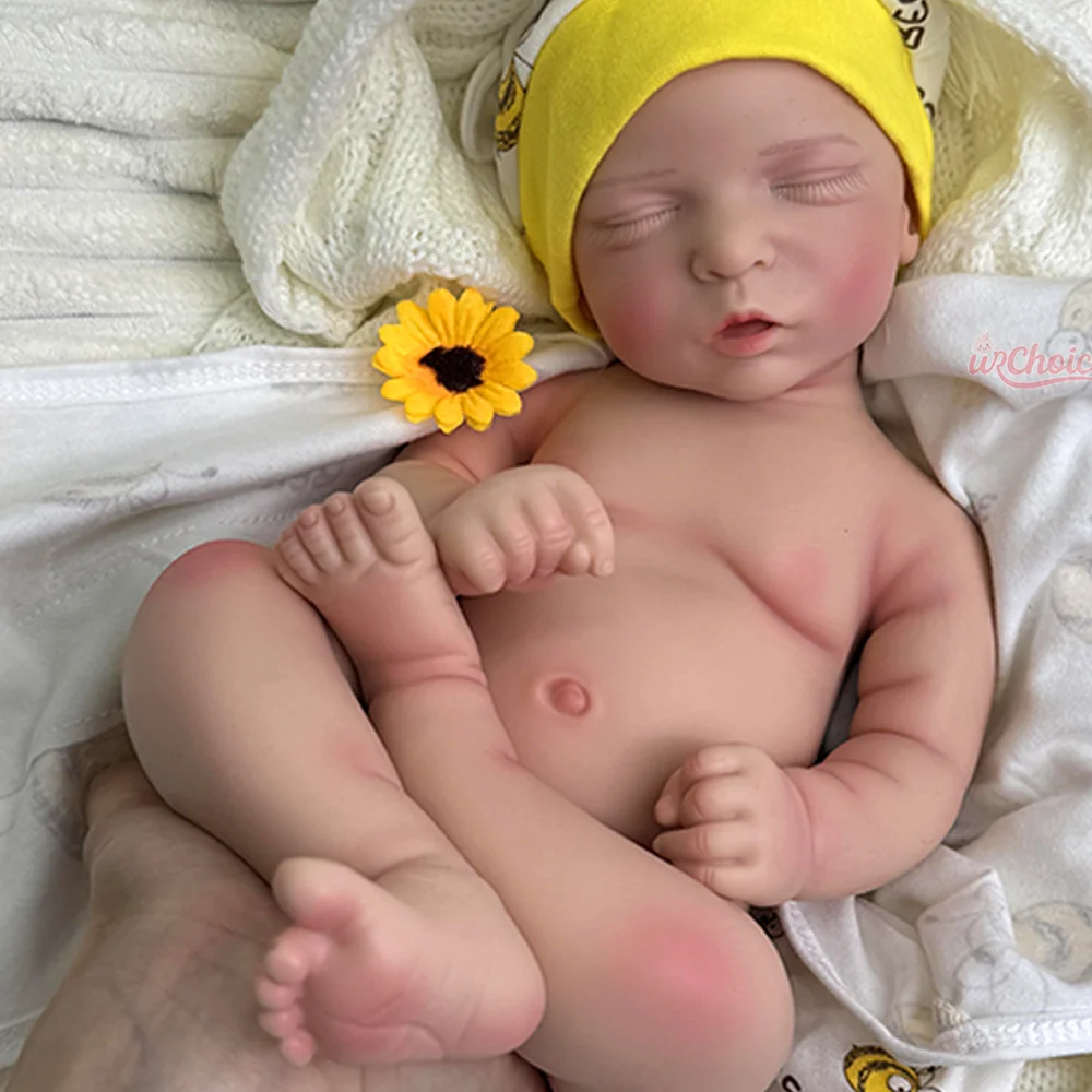 Muñeca bebé renacida de silicona realista de 18 pulgadas, niña, ojos cerrados, cuerpo de silicona suave, bebé recién nacido durmiendo, bebé renacida de silicona, niño pequeño