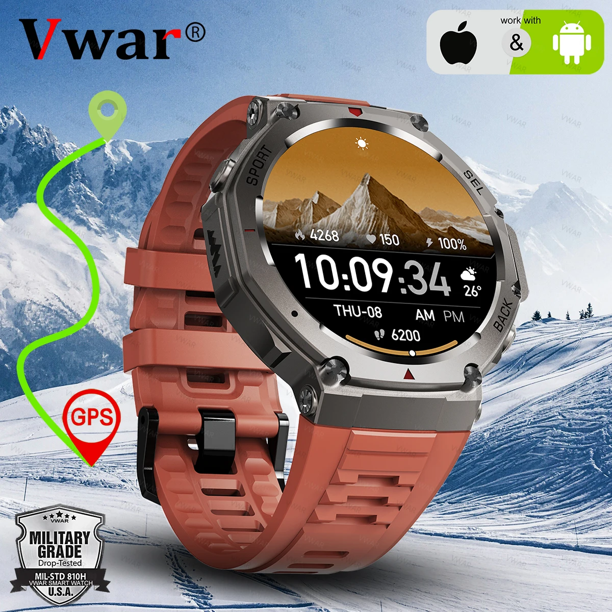 

Original T-Rex 3 Military Smart Watch Bulit-in GPS Compass Altimeter Barometric 5ATM Waterproof AMOLED Bluetooth Call Smartwatch