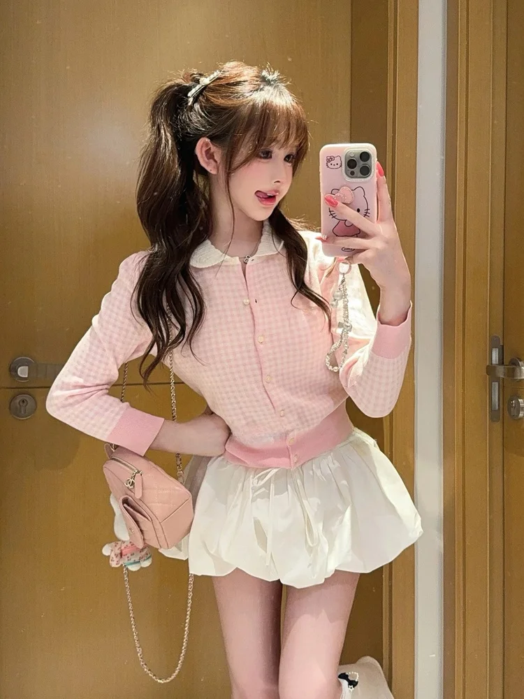 

Роскошный вязаный кукольный воротник с вышивкой, женское пальто на осень-зиму, хлопковая длинная клетчатая верхняя одежда на пуговицах све