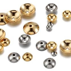 50pcs Gold Color Stainless Steel Round Caps Spacer Beads