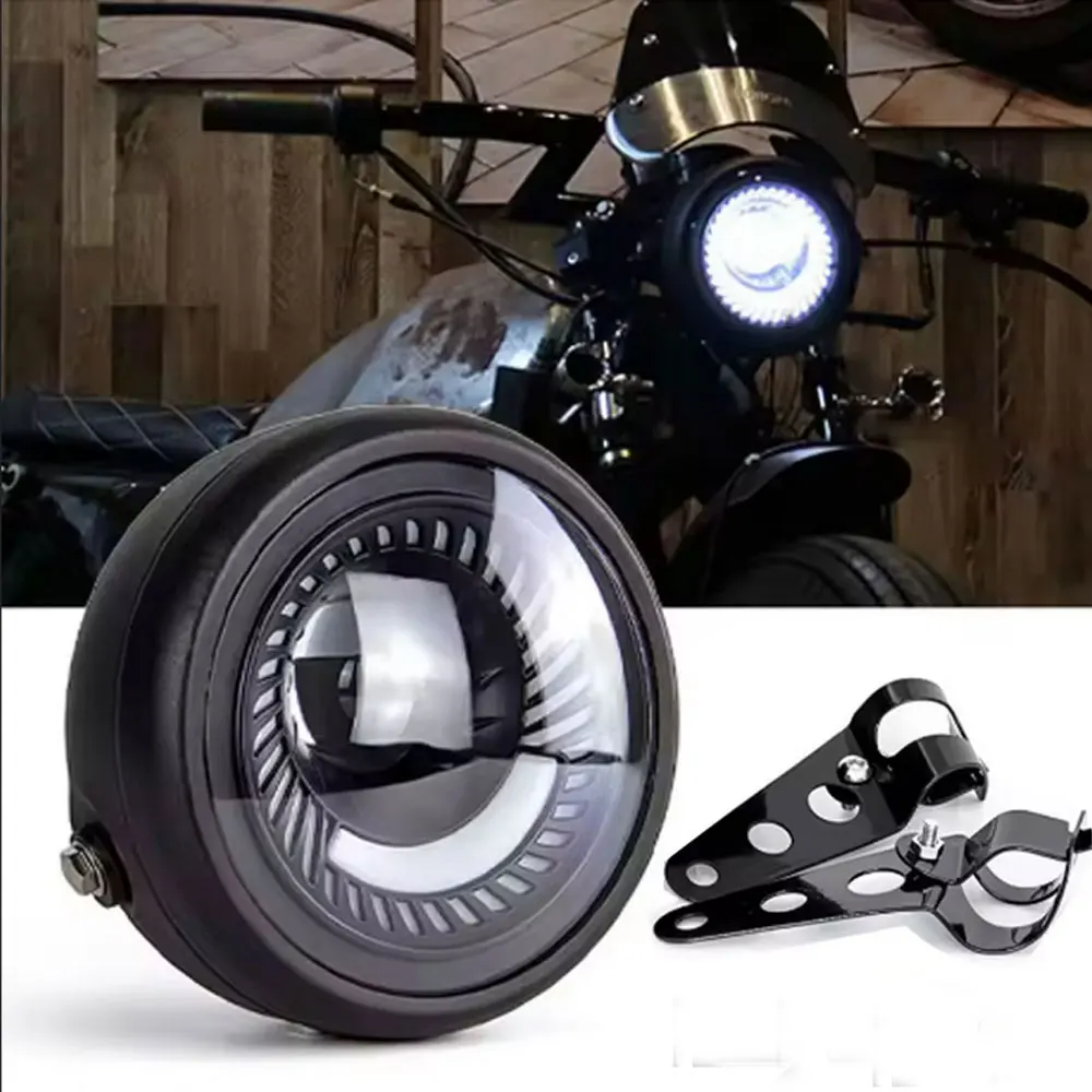 ROAOPP Universal Motorcycle Headlamp Vintage Accessory Headlight Retro Custom Head lamps For  Sportster Bobber Chopper