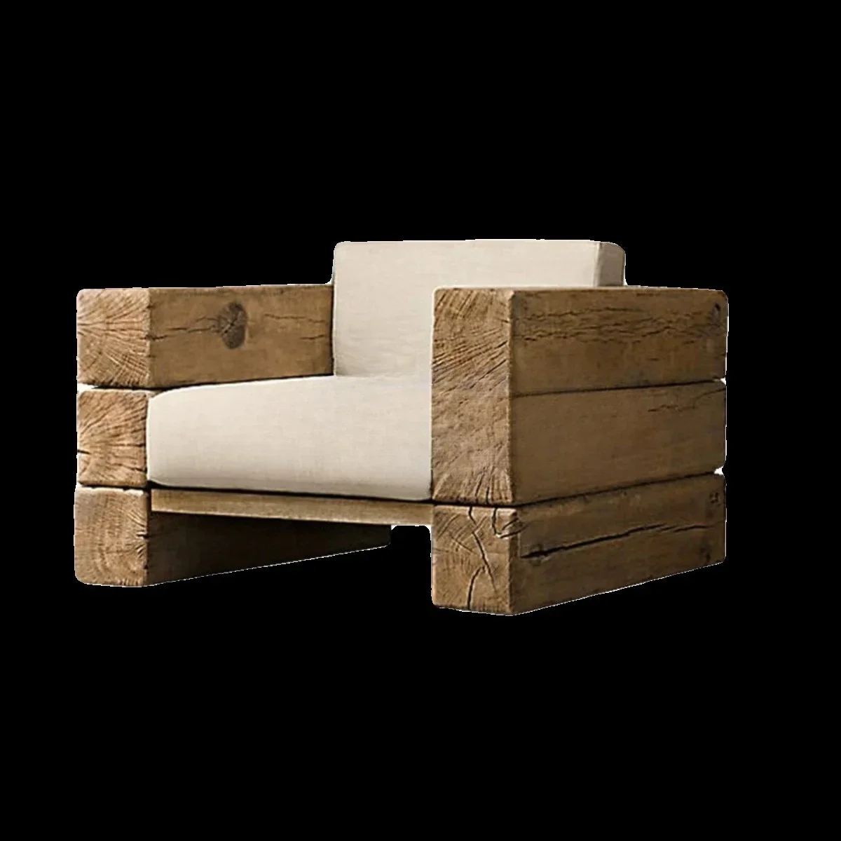 

Wabi-sabi wind log sofa combination living room original ecological solid wood furniture, hotel sofa chair
