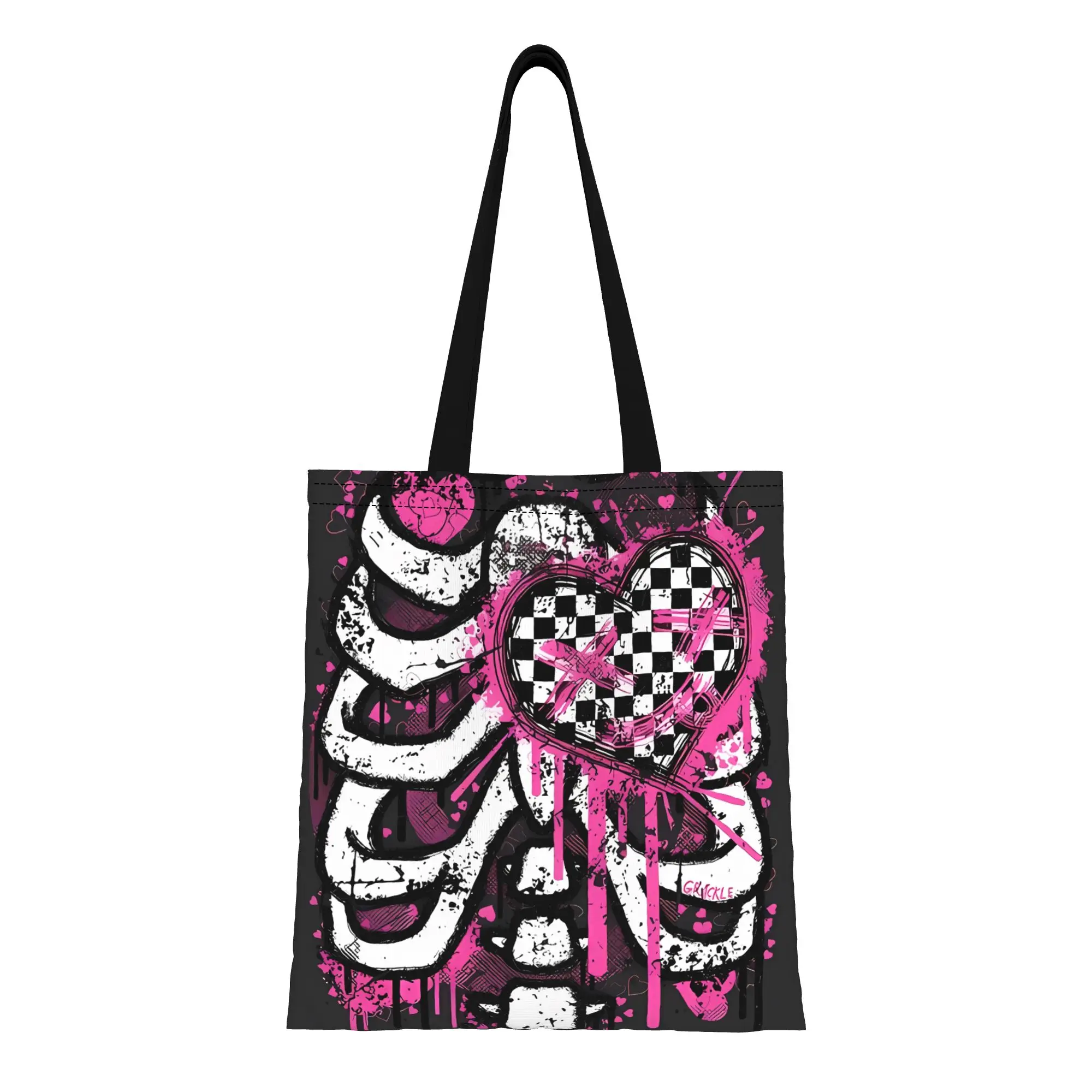 

Сумка-тоут Y2K Edgy At Heart Pink Version Graffiti Canvas для женщин, для покупок, путешествий, активного отдыха, прочная, на плечо, вместительная