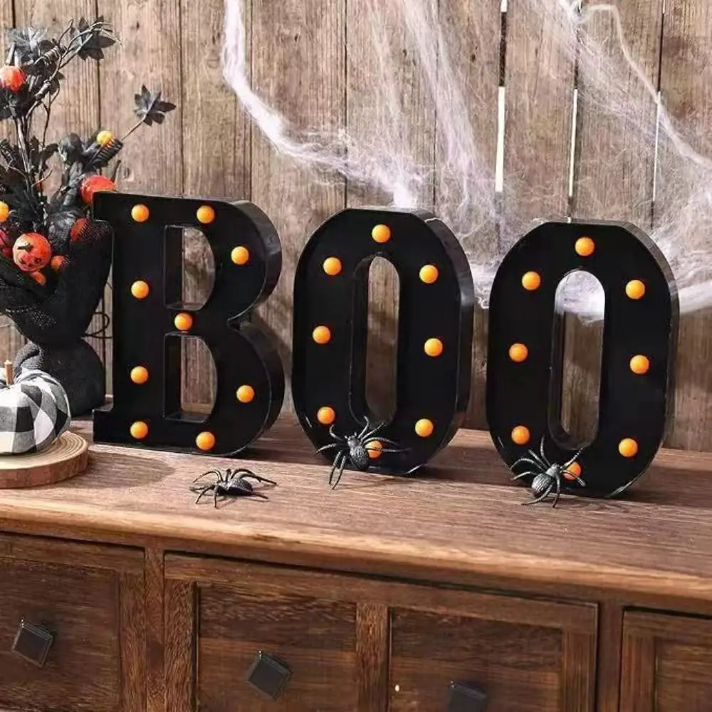 BOO LED Letter Lights Creative Funny Halloween Decoration Light Unique Durable Halloween Atmosphere Lamp Holiday Party Decor
