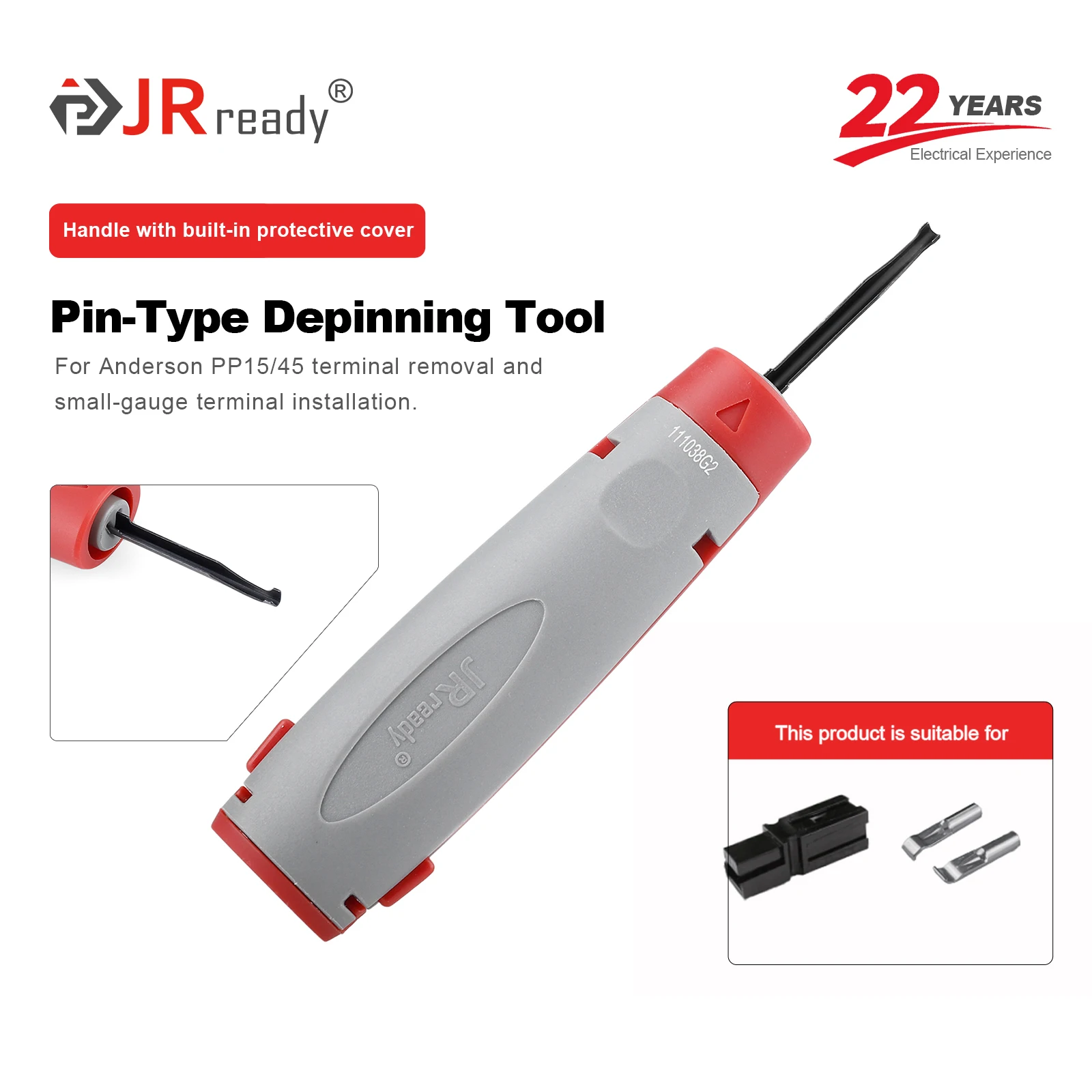 JRready JRconDRK-111038G2 Pin Type Pin Extraction Tool Applicable to the Removal of Anderson PP15/45 Series Terminals